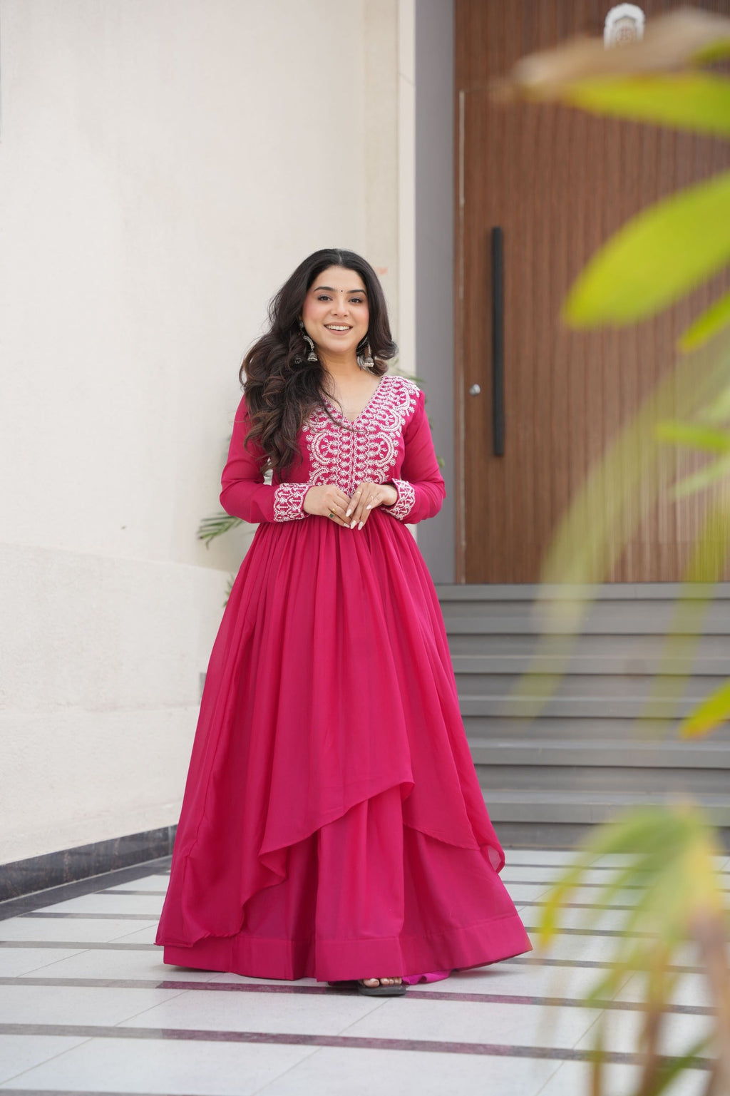 The "Bollywood Style" Star Georgette V-Neck Gown