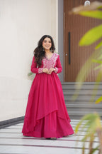 The "Bollywood Style" Star Georgette V-Neck Gown